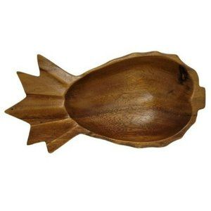 Vintage 50s Carved Wood Pineapple Dish Wood Pineapple Bowl Phillipines Made Pine